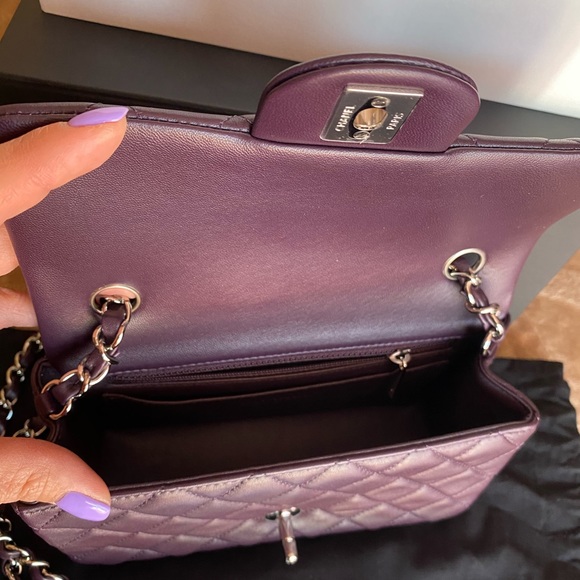 Classic Flap Dark Purple Quilted Rectangular Mini - Picture 16 of 16